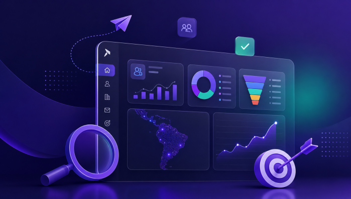 Dashboard de herramienta de prospección B2B para empresas en Latinoamérica