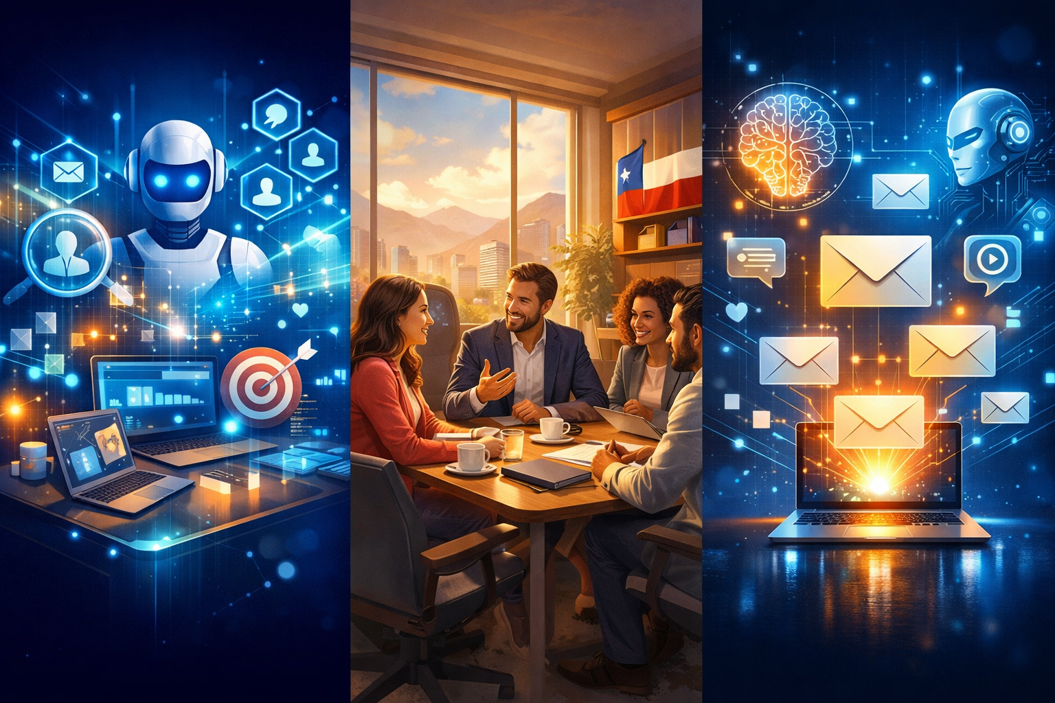 Ilustracion de prospeccion B2B con IA