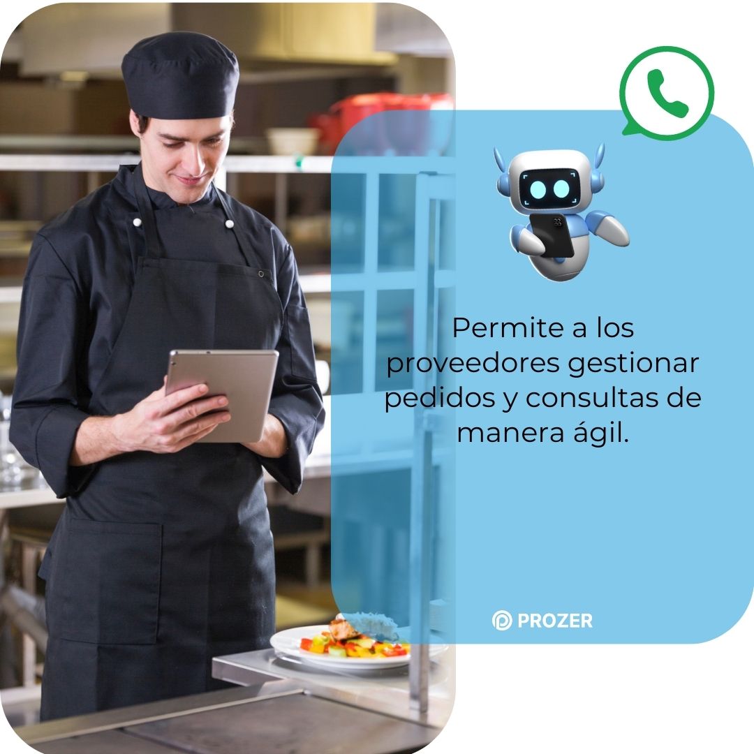 Chef gestionando pedidos con una tablet utilizando la herramienta de Prozer.io