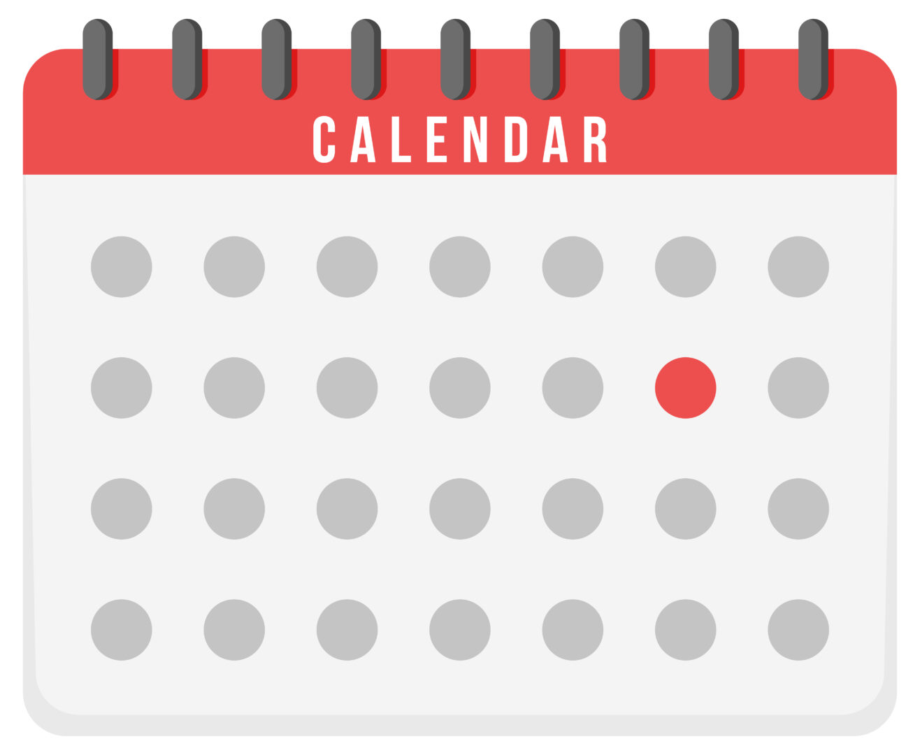 Icono de calendario con un punto rojo, representando organización y planificación para una prospección comercial efectiva.