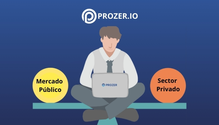 Persona trabajando con Prozer.io, mostrando las diferencias entre el mercado público y el sector privado